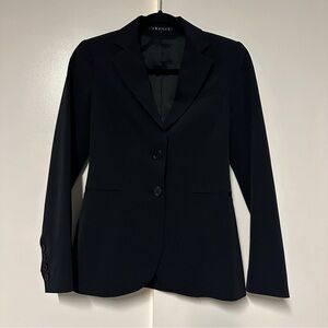 Theory Black Two Button polyester Blend Blazer Size 0
